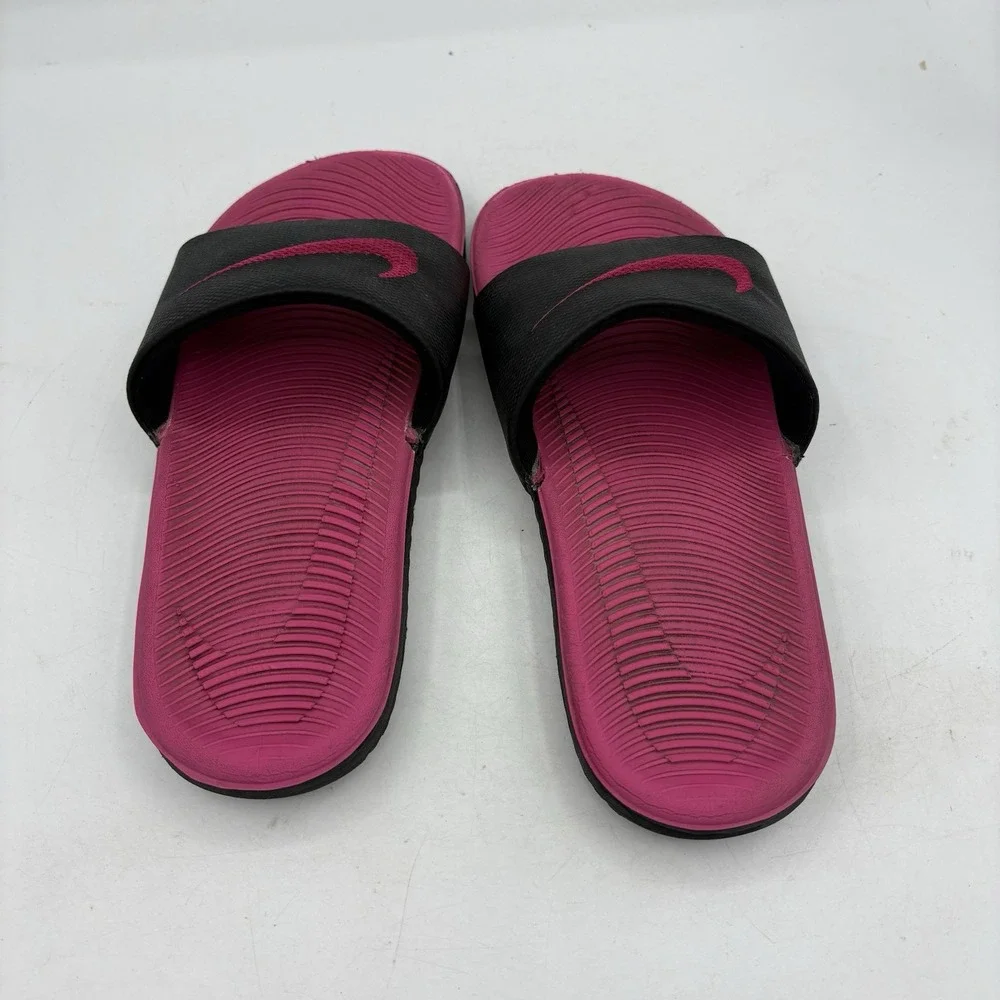 Nike Shoes Girls Youth Size 3‎ Y Kawa Black Pink Slides Sandals Kid 819353-001